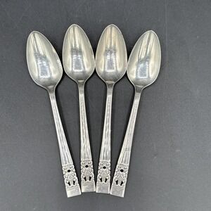 Oneida Community CORONATION Silverplate Flatware 1936 Set of 4 Teaspoons Vintage